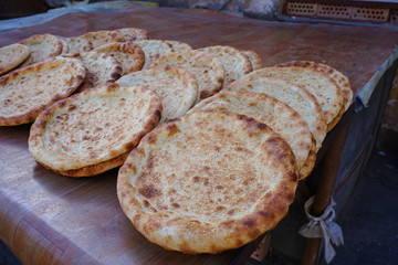 Plain Naan bread. Fresh bake from the oven. 