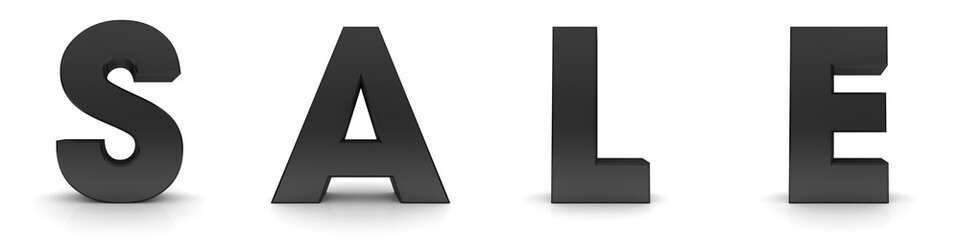 black sale 3d text letters sign render