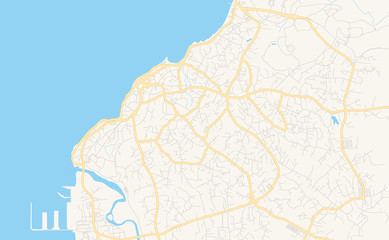 Printable street map of Bata, Equatorial Guinea