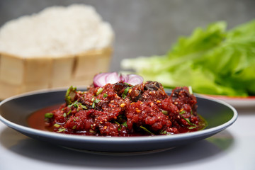  Fresh minced beef salad, Isan Thai food