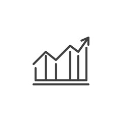 Growth graph line icon. Financial Diagram linear style sign for mobile concept and web design. Statistic graph chart outline vector icon. Business analytics symbol, logo illustration. Vector graphics