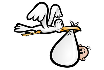 Der Storch bringt ein Baby! - Vektor, freigestellt