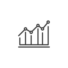 Graph, chart line icon. Statistics chart linear style sign for mobile concept and web design. Financial Diagram outline vector icon. Symbol, logo illustration. Vector graphics