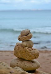 Fototapeta na wymiar a zen pyramid of stones in balance