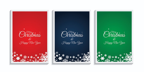 Simlpe Christmas card set decorated with snowflakes