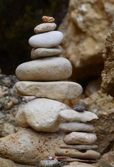 Fototapeta na wymiar a zen pyramid of stones in balance