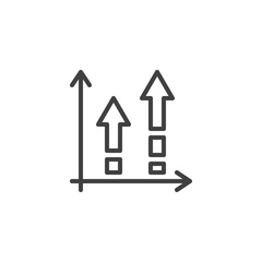Growing bars arrows line icon. linear style sign for mobile concept and web design. Financial graph outline vector icon. Symbol, logo illustration. Statistic diagram vector graphics