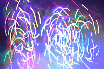 Blurred background of the lights of New Year's garlands. Christmas background