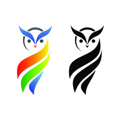 Owl Silhouette Logo Design Vector