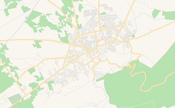 Printable street map of Beni Mellal, Morocco