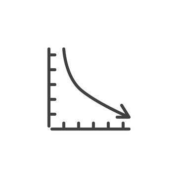 Business decline graph line icon. Decrease diagram linear style sign for mobile concept and web design. Falling graph arrow outline vector icon. Crisys symbol, logo illustration. Vector graphics