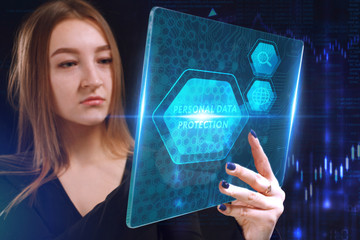 Business, Technology, Internet and network concept. Young businessman working on a virtual screen...