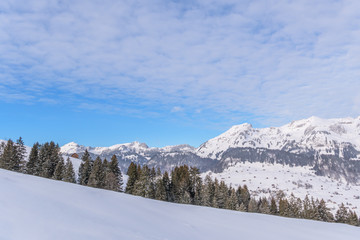 Fototapeta na wymiar Verschneite Winterlandschaft in den Schweizer Alpen