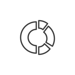 Pie chart diagram line icon. linear style sign for mobile concept and web design. Circle diagram graph outline vector icon. Symbol, logo illustration. Vector graphics
