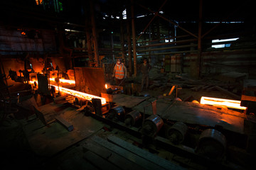 Workers are working inside a Steel Mill, Demra, Dhaka, Bangladesh.