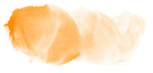 Abstract watercolor background hand-drawn on paper. Volumetric smoke elements. Orange color. For design, web, card, text, decoration, surfaces.