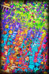 Circuit Board Multicolored Vignette Background