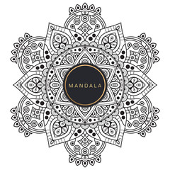 Black and white mandala vector isolated on white. Vector hand drawn circular decorative element.