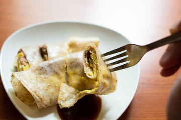 taiwan  traditional breakfast of omelet food on a table