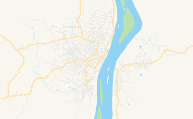 Printable street map of Kindu, DR Congo