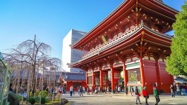Tokyo Japan, circa : timelapse The Sensoji temple in Asakusa area
