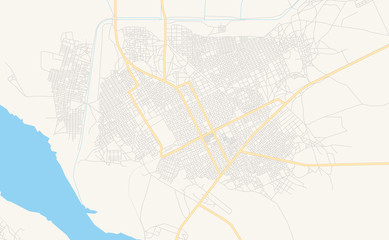 Obraz premium Printable street map of Rabak, Sudan