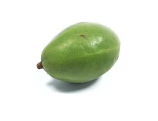 top view kedondong fruit or Spondias dulcis fresh green color white background