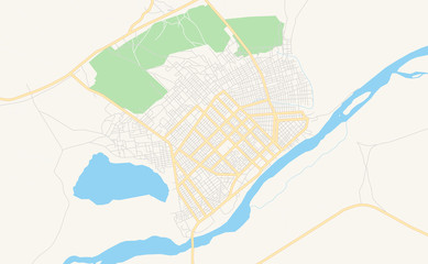 Printable street map of Moundou, Chad