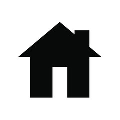 Home icon. House symbol with door. Black building logo silhouette. Isolated on white background. Vector illustration image.