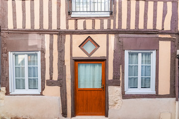 Fototapeta na wymiar Honfleur, Normandy, typical street with half-timbered houses