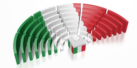 Parliament election in Italy - 3D rendering - obrazy, fototapety, plakaty