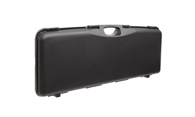 black plastic case for gun isolated on white back