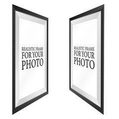 Set of Black Realistic photo frame template isolated on white background. Graphic Resource vector illustration, blank picture for gallery, text, empty mockup, interior, simple image object