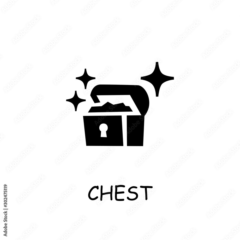 Wall mural Treasure Chest flat vector icon