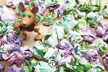 money rat wooden table background