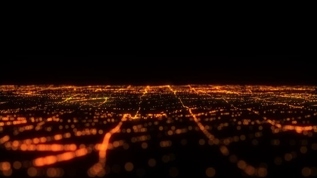 4k. NEON wireframe. Low poly grid. Glowing element. Black background. Slowmotion. Gradient lines.