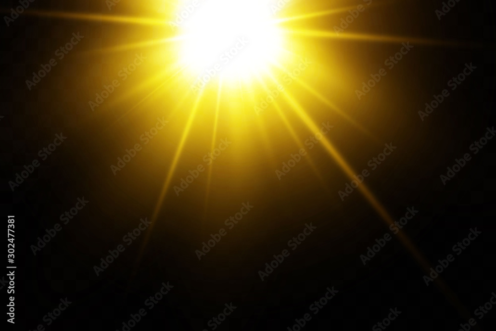 Wall mural white glowing light explodes on a transparent background. sparkling magical dust particles. bright s