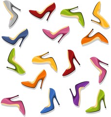 Obraz premium Seamless pattern with high-heeled shoes. Stiletto shoes tiling design