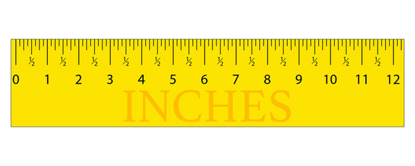 Original Inches, Inch  Ruler. Measuring tool, Graduation grid, flat vector illustration. Size indicator units, Measure tape isolated on background.