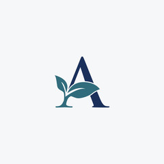 initial letter a with leaf logo vector concept element