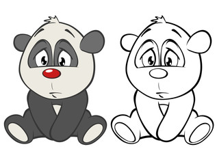 Obraz premium Vector Illustration of a Cute Cartoon Character Panda for you Design and Computer Game. Coloring Book Outline Set 