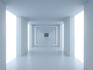 Abstract Long White Modern Corridor