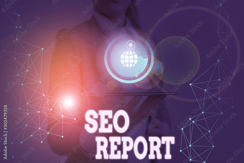Poster writing note showing seo report. business concept for notifying on how website is performing in sear