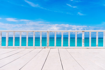 White Wooden Terrace with Beautiful Sea View