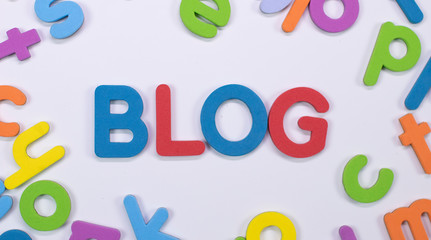 Word "Blog" written with color sponge