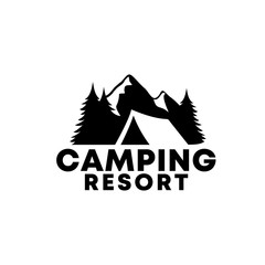 Creative Tent, Mountain And Pine Tree For Camping Logo Design