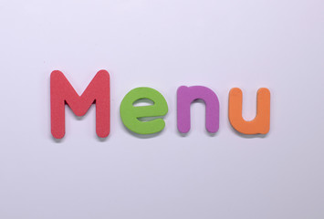Word Menu written with color sponge