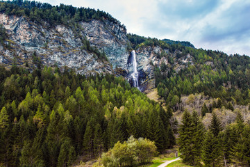 Powerful waterfall in the Austrian Alps