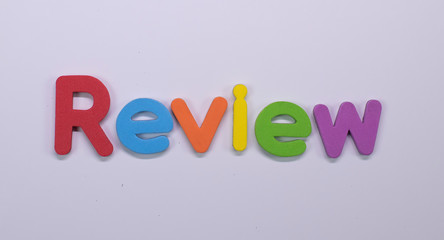Word Review written with color sponge