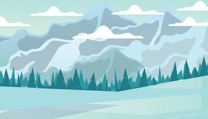 Flat vector web banners on the theme of Alpine Mountain. Flat Vector Illustration. Flat Design Background. Web vector illustration.